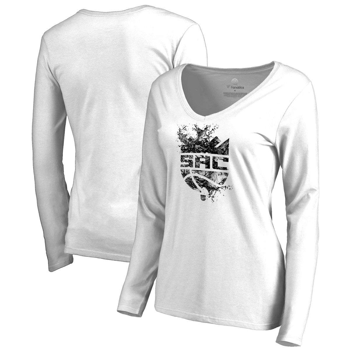 Sacramento Kings Women's Splash Long Sleeve V-Neck T-Shirt - White discount