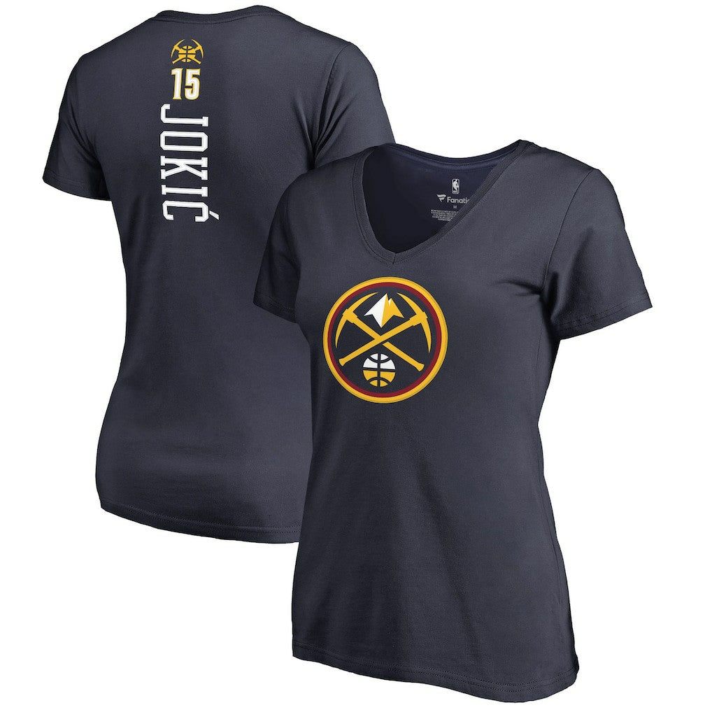 Nikola Jokic Denver Nuggets Women's Team Backer Name & Number V-Neck T-Shirt sale - Navy sale