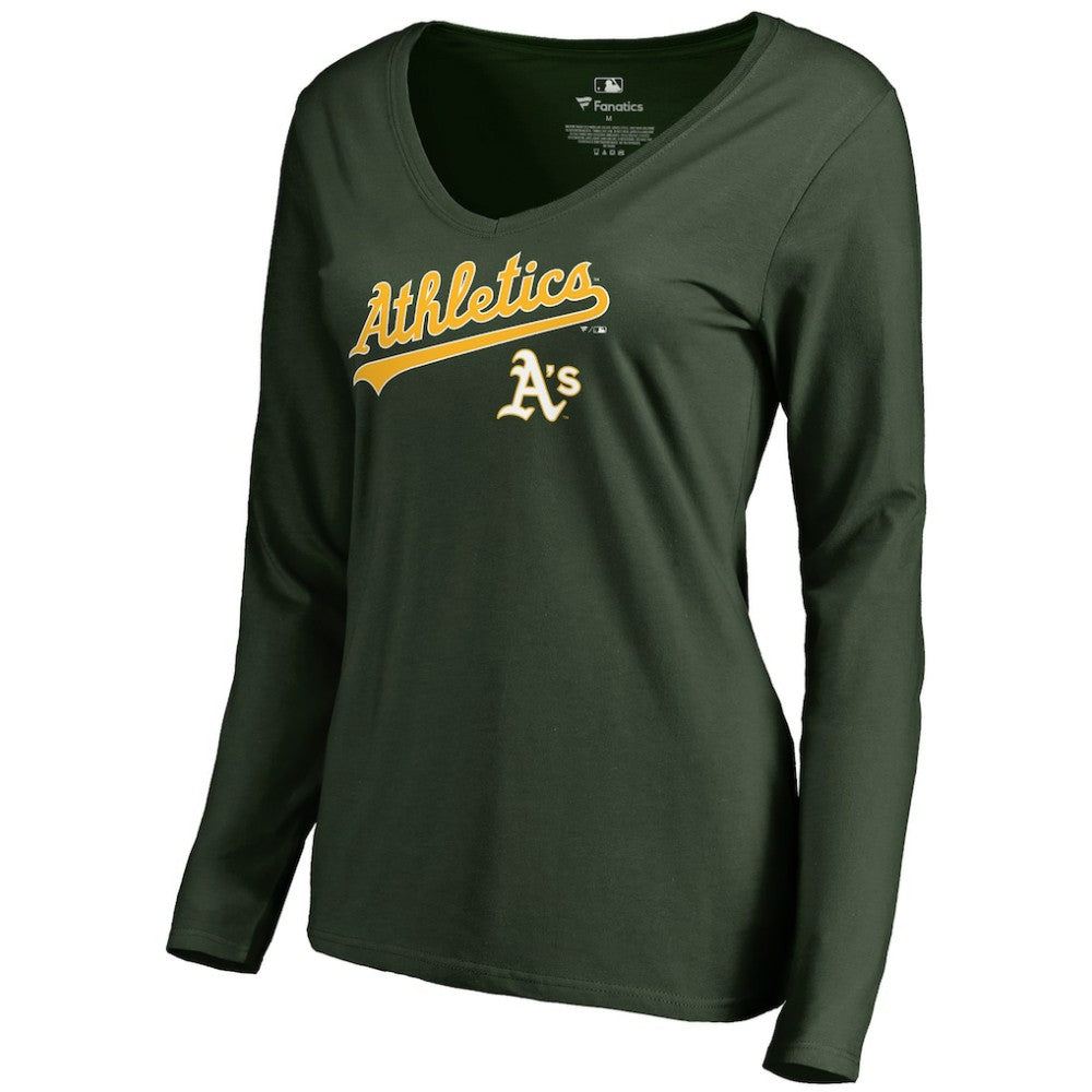 Athletics Women's Team Lockup Slim Fit Long Sleeve V-Neck T-Shirt - Green