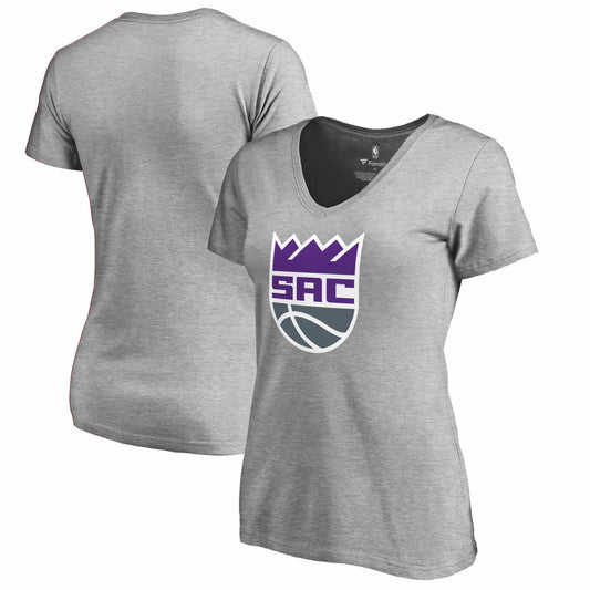 Sacramento Kings Women's Secondary Logo V-Neck T-Shirt - Heathered Gray outlet