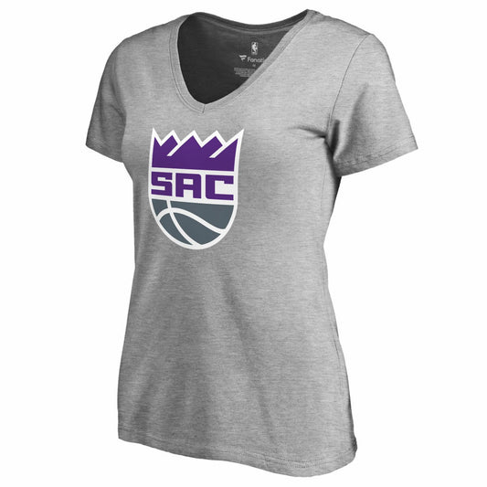 Sacramento Kings Women's Secondary Logo V-Neck T-Shirt - Heathered Gray outlet