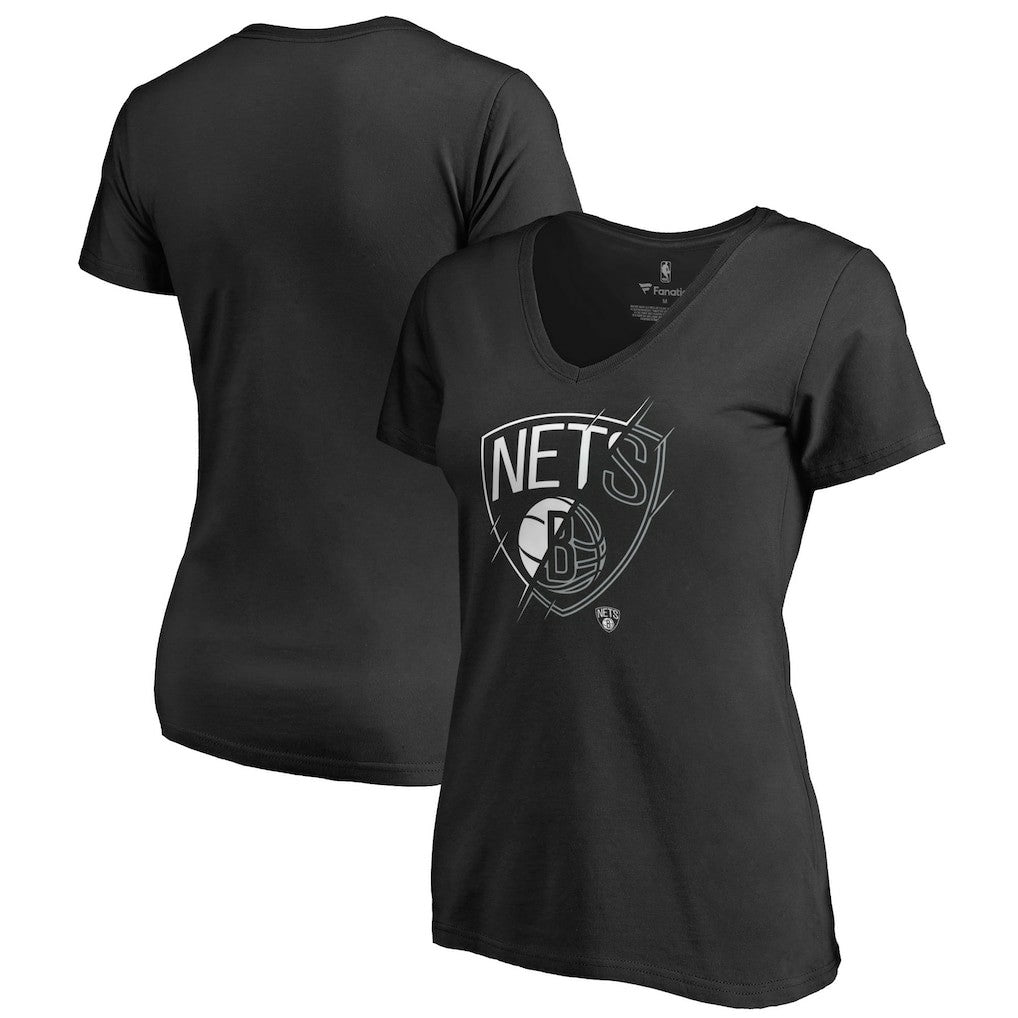 Brooklyn Nets Women's X-Ray Slim Fit V-Neck T-Shirt - Black outlet