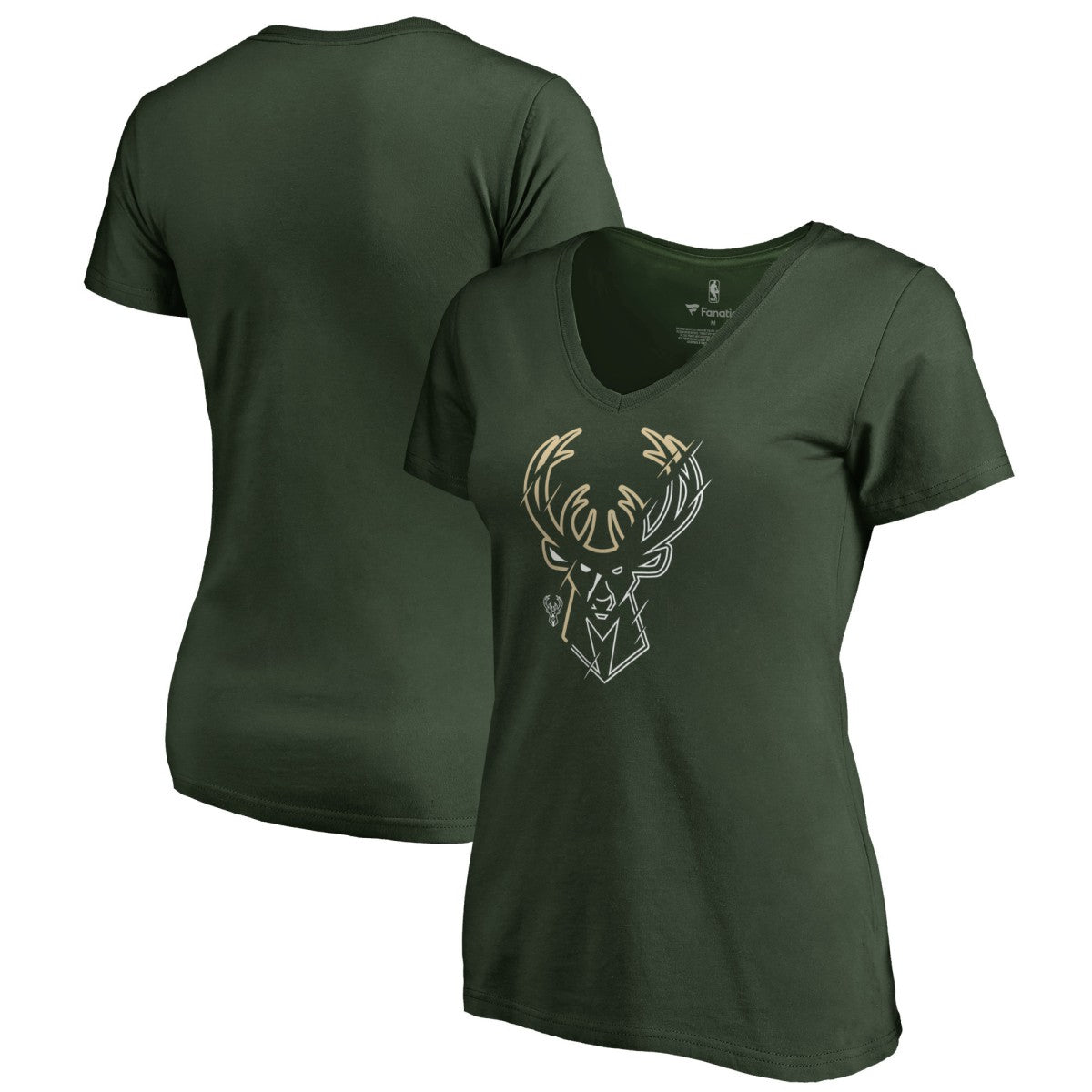 Milwaukee Bucks Women's X-Ray Slim Fit V-Neck T-Shirt - Green on sale