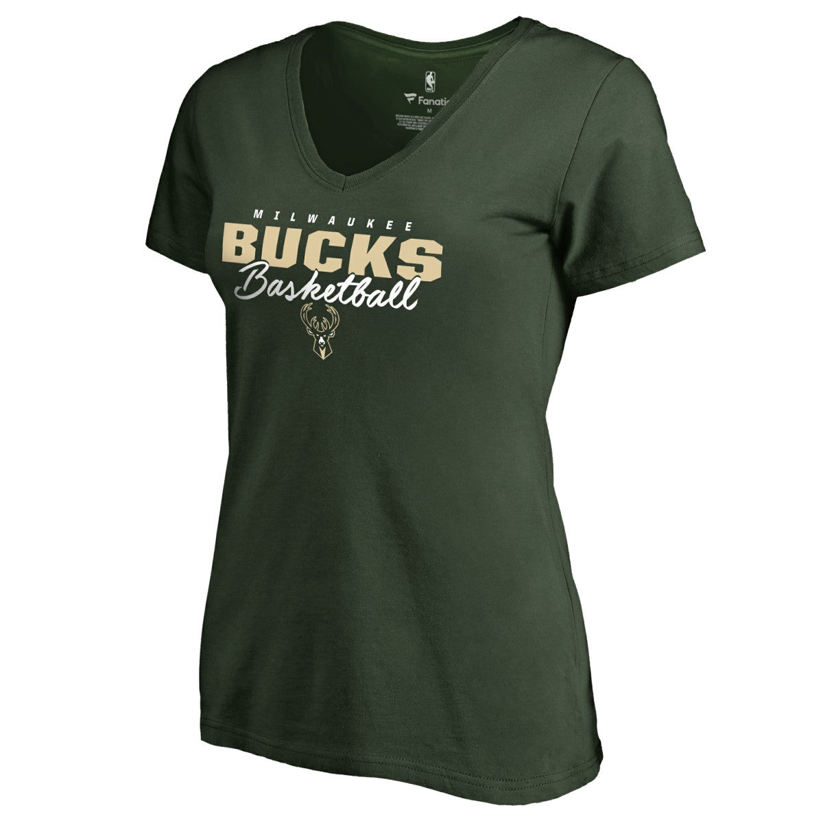 Milwaukee Bucks Women's Script Assist T-Shirt - Hunter Green discount