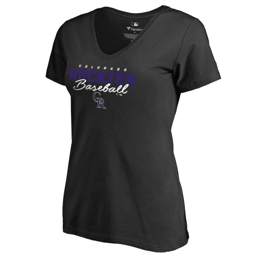 Colorado Rockies Women's Script Assist V-Neck T-Shirt - Black