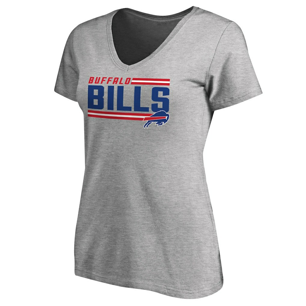 Buffalo Bills Women's Iconic Collection On Side Stripe V-Neck T-Shirt - Ash outlet