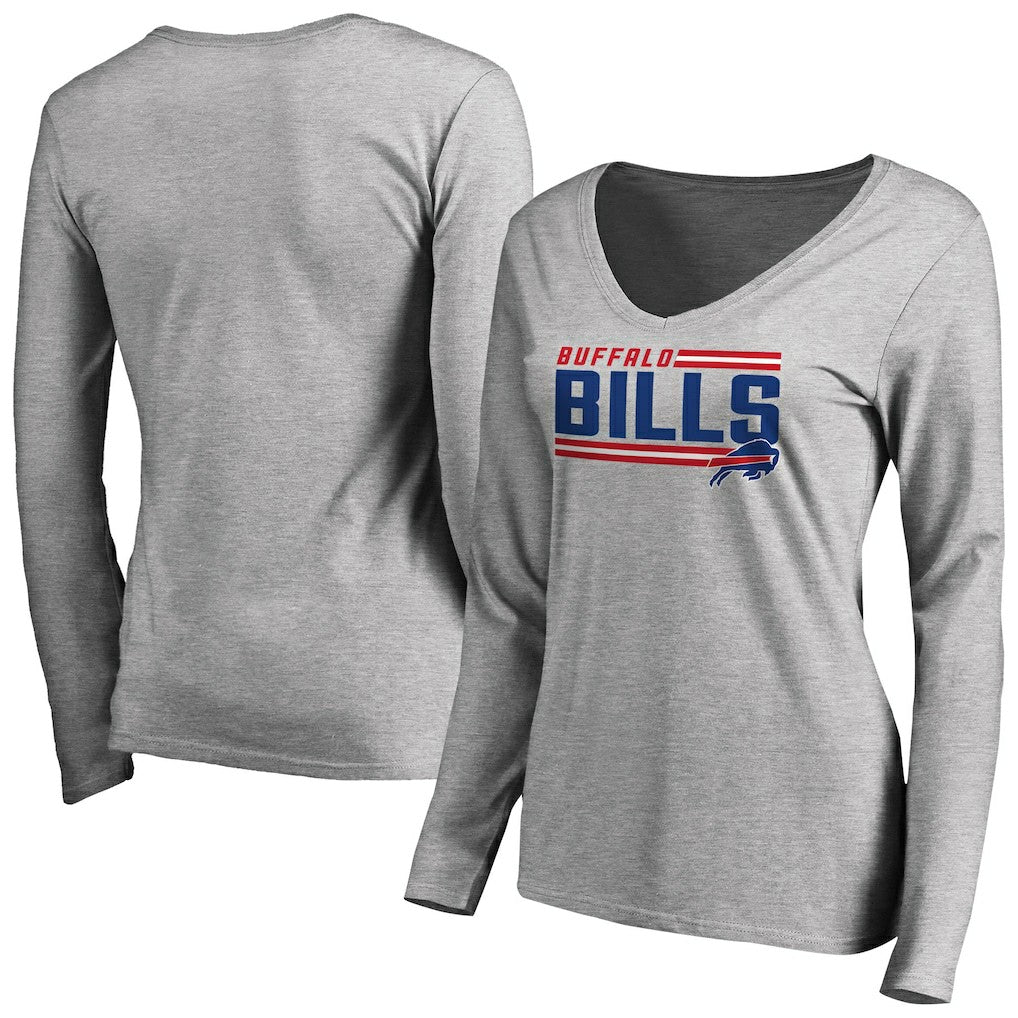 Buffalo Bills Women's Iconic Collection On Side Stripe Long Sleeve V-Neck T-Shirt - Ash online