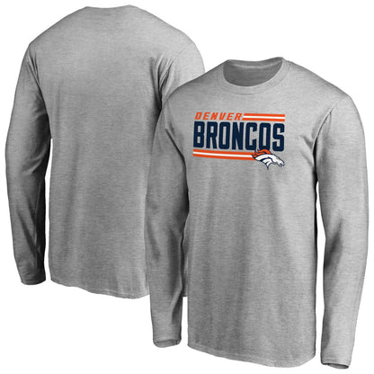 Denver Broncos Iconic Collection On Side Stripe Long Sleeve T-Shirt - Ash discount