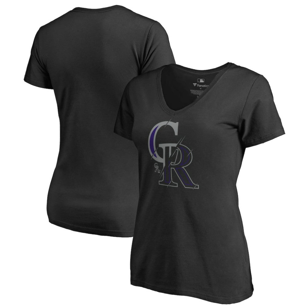 Colorado Rockies Women's X-Ray V-Neck T-Shirt - Black