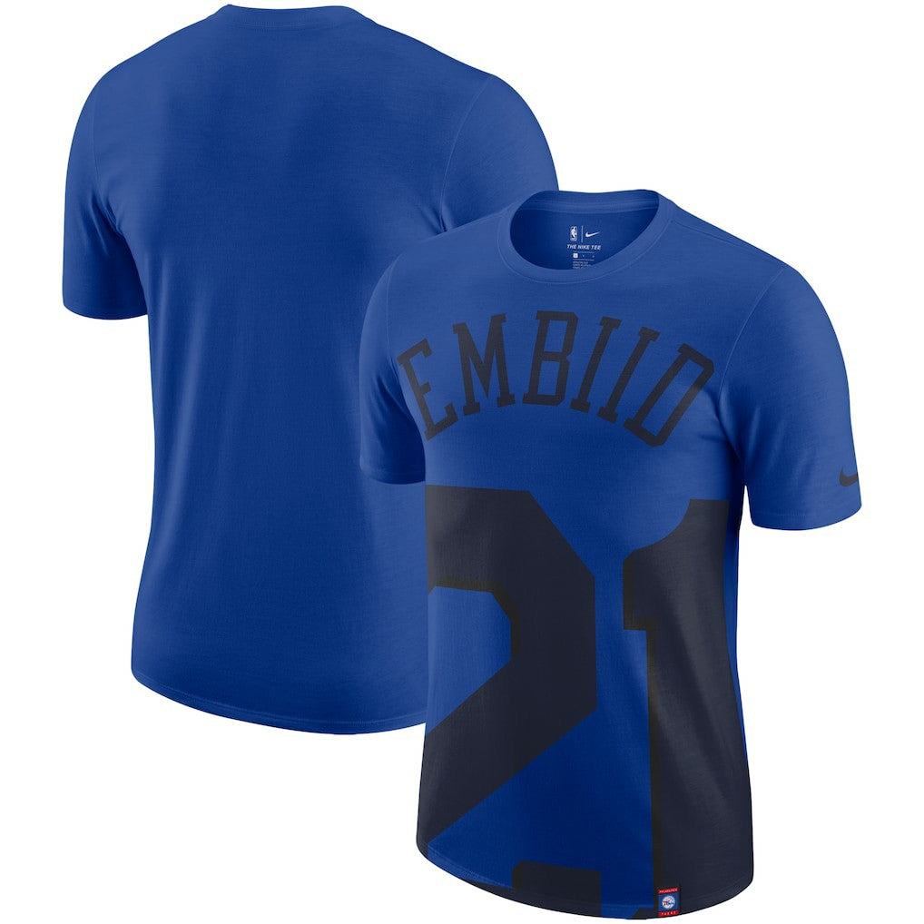 Joel Embiid Philadelphia 76ers Oversized Name & Number T-Shirt - Royal | Nike shop