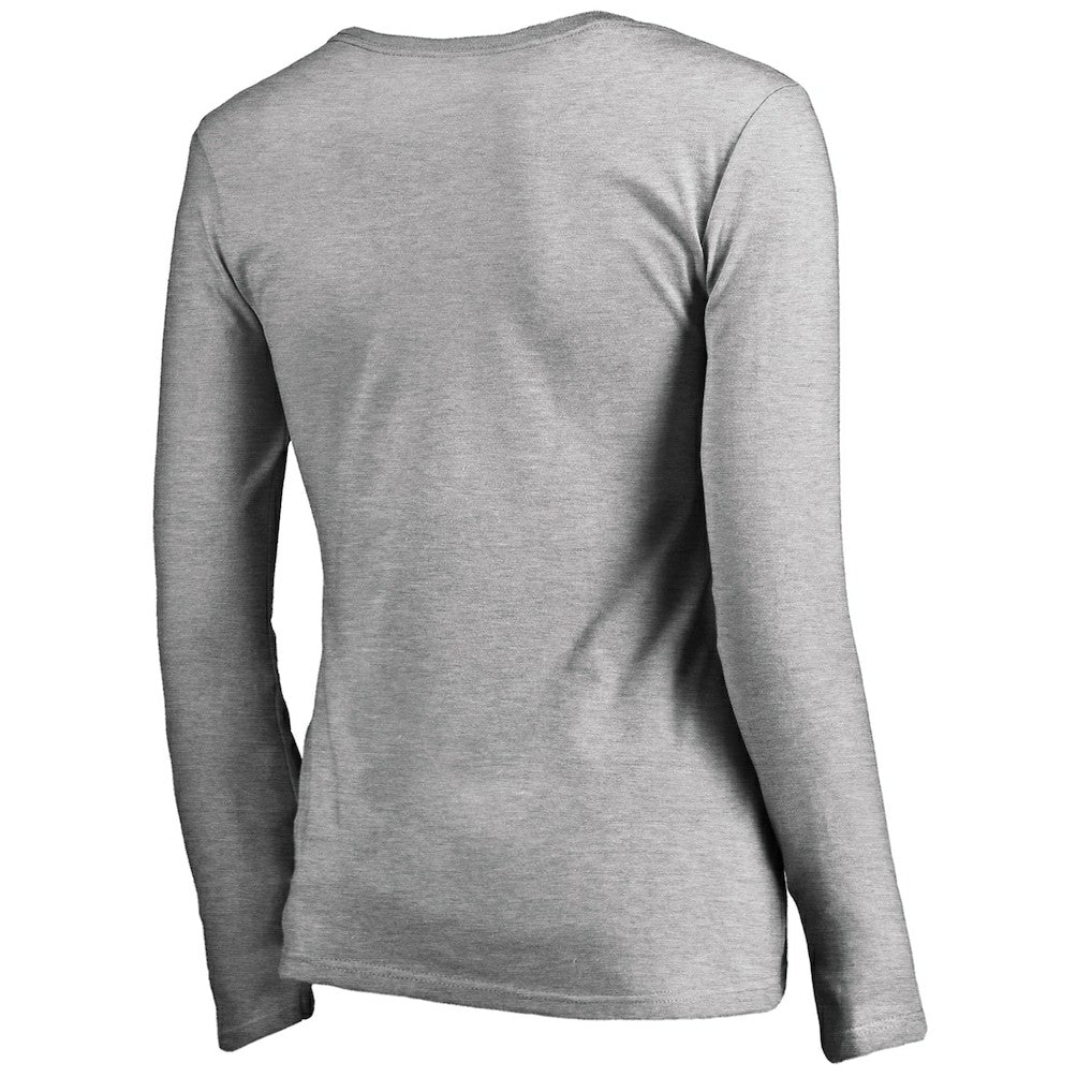 New Orleans Saints Women's Iconic Collection Script Assist Long Sleeve V-Neck T-Shirt - Ash outlet