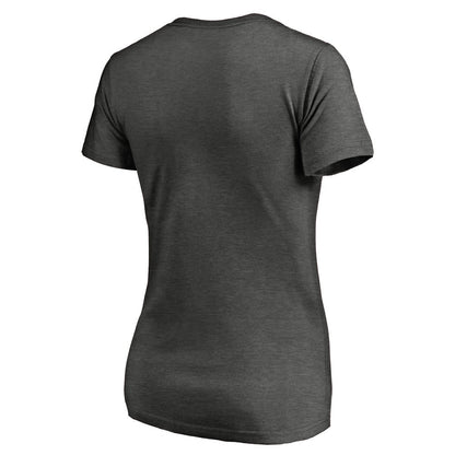 Cincinnati Reds Women's Win Stripe V-Neck T-Shirt - Ash