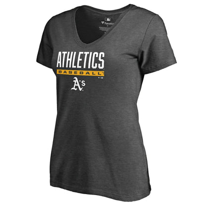 Athletics Women's Win Stripe V-Neck T-Shirt - Ash