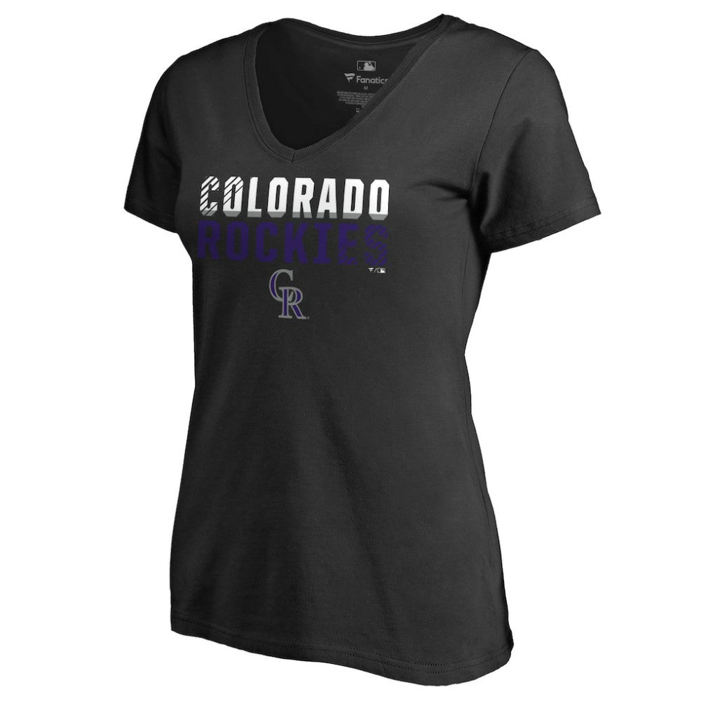 Colorado Rockies Women's Fade Out V-Neck T-Shirt - Black