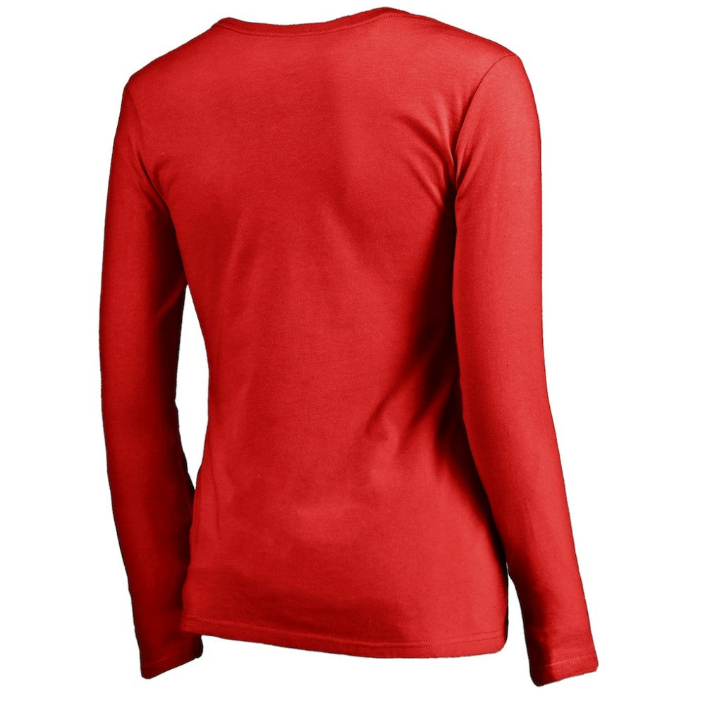Texas Rangers Women's Fade Out V-Neck Long Sleeve T-Shirt - Red