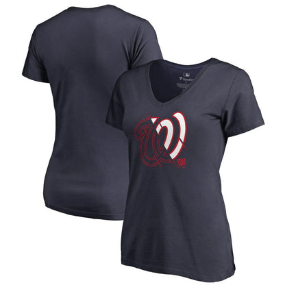 Washington Nationals Women's X-Ray V-Neck T-Shirt - Navy
