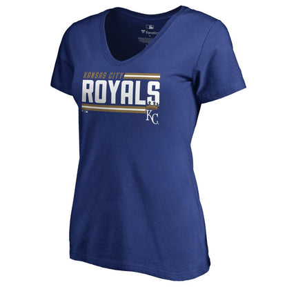 Kansas City Royals Women's Onside Stripe V-Neck T-Shirt - Royal