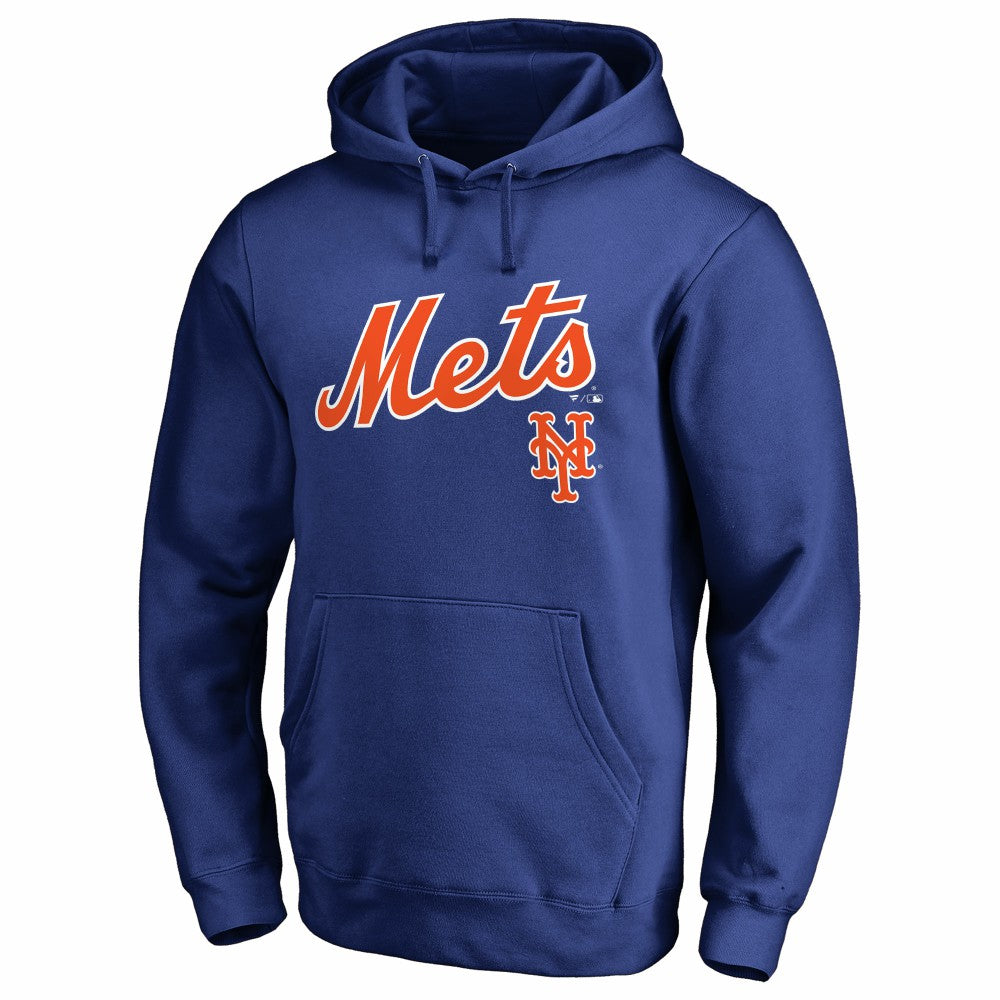 New York Mets Team Lockup Fitted Pullover Hoodie - Royal