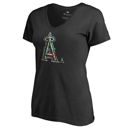 Los Angeles Angels Women's Lovely V-Neck T-Shirt - Black