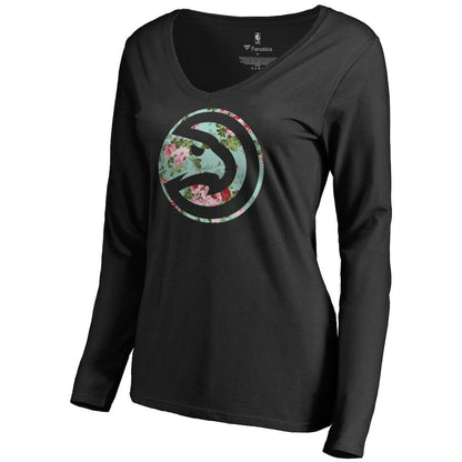Atlanta Hawks Women's Lovely V-Neck Long Sleeve T-Shirt - Black shop