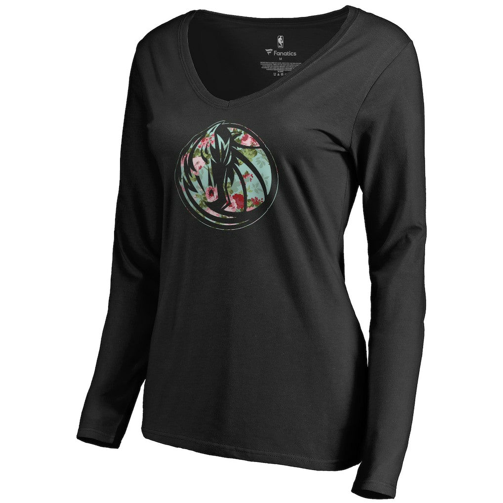 Dallas Mavericks Women's Lovely V-Neck Long Sleeve T-Shirt sale - Black sale