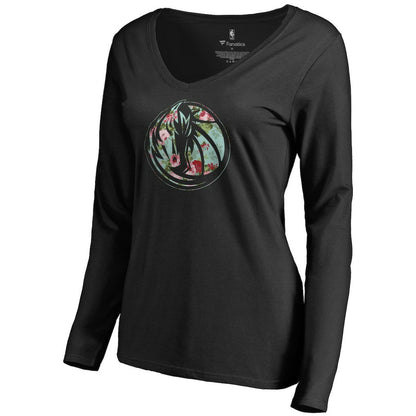 Dallas Mavericks Women's Lovely V-Neck Long Sleeve T-Shirt sale - Black sale