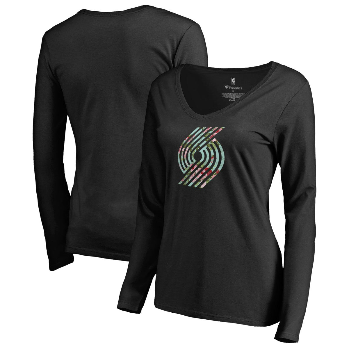 Portland Trail Blazers Women's Lovely V-Neck Long Sleeve T-Shirt - Black for sale