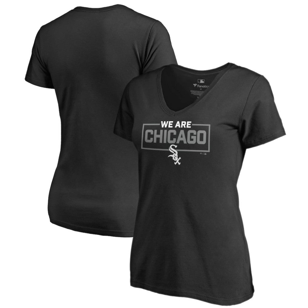 Chicago White Sox Women's We Are Icon V-Neck T-Shirt - Black