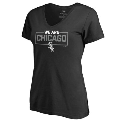 Chicago White Sox Women's We Are Icon V-Neck T-Shirt - Black