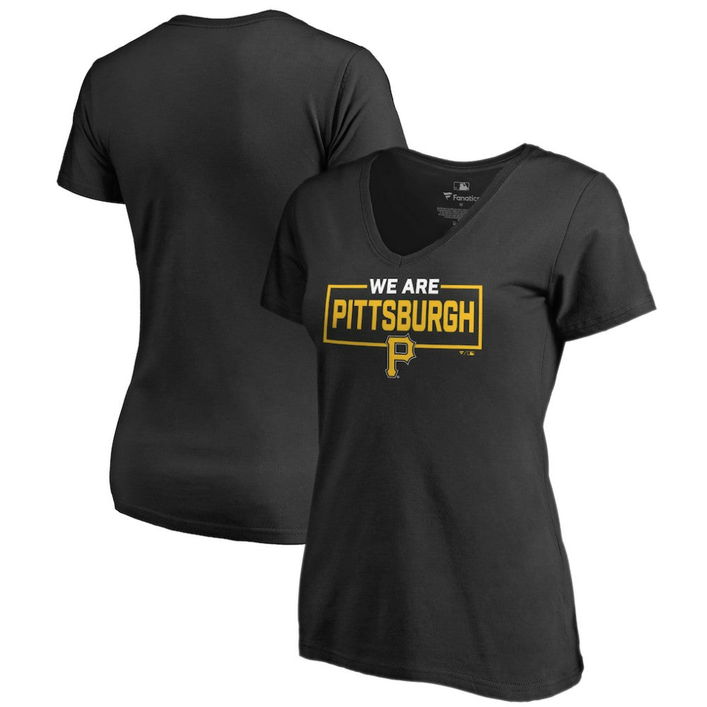 Pittsburgh Pirates Women's We Are Icon V-Neck T-Shirt - Black