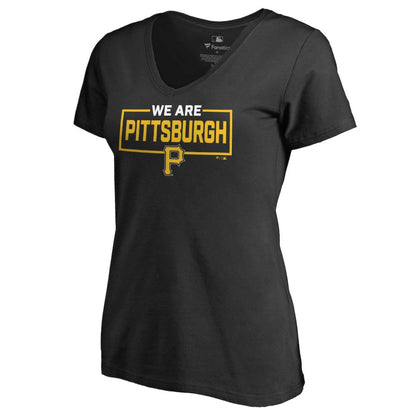 Pittsburgh Pirates Women's We Are Icon V-Neck T-Shirt - Black