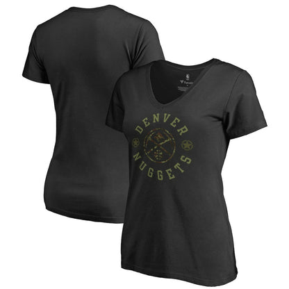 Denver Nuggets Women's Liberty Camo V-Neck T-Shirt sale - Black on sale