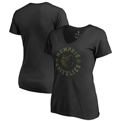 Memphis Grizzlies Women's Liberty Camo V-Neck T-Shirt - Black on sale