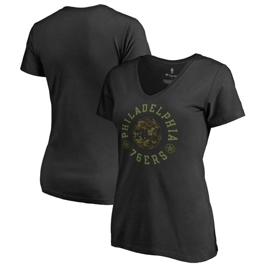 Philadelphia 76ers Women's Liberty V-Neck T-Shirt - Black for sale