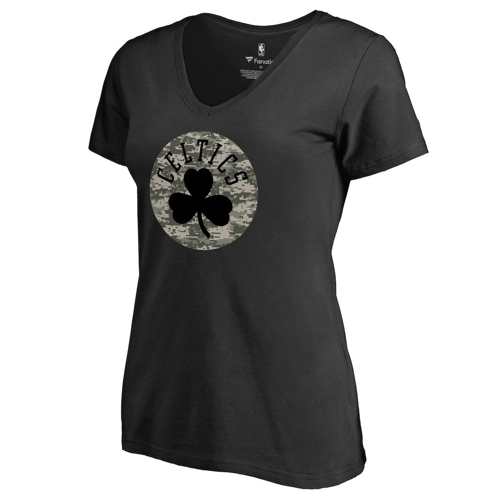 Boston Celtics Women's Cloak Camo V-Neck T-Shirt - Black shop