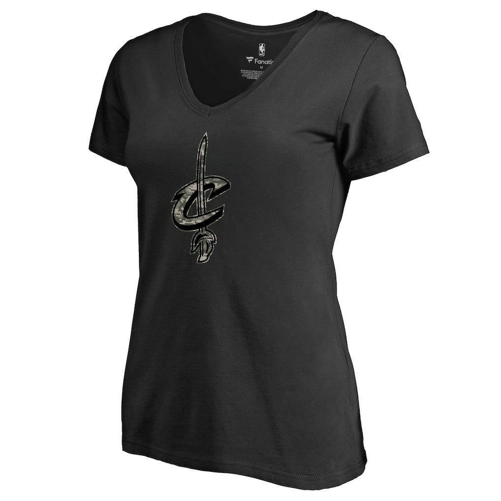 Cleveland Cavaliers Women's Cloak Camo V-Neck T-Shirt sale - Black on sale