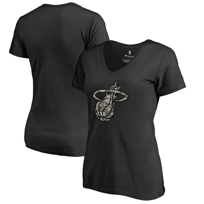 Miami Heat Women's Cloak Camo V-Neck T-Shirt - Black sale