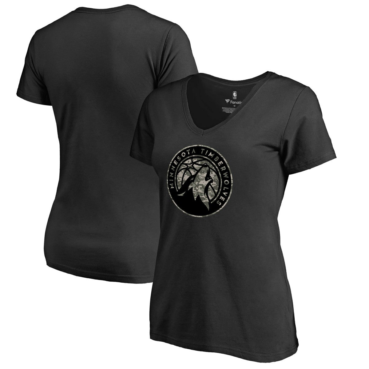 Minnesota Timberwolves Women's Cloak Camo V-Neck T-Shirt - Black online