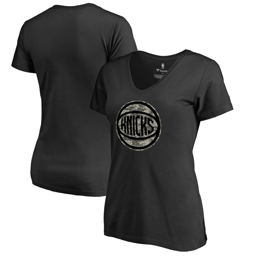 New York Knicks Women's Cloak Camo V-Neck T-Shirt - Black for sale