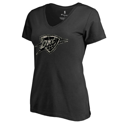 Oklahoma City Thunder Women's Cloak Camo V-Neck T-Shirt - Black sale