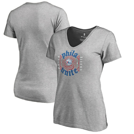 Philadelphia 76ers Women's Hometown Collection Unite V-Neck T-Shirt - Heather Gray on sale