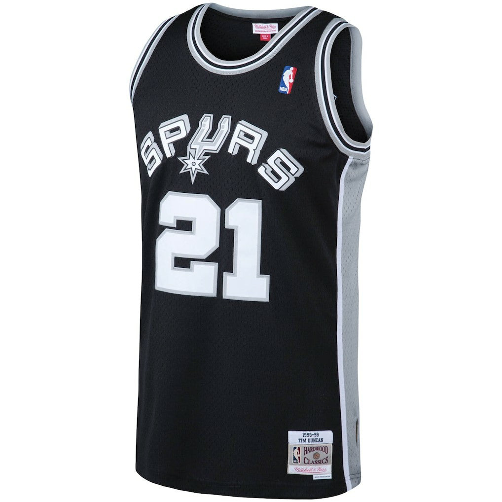 Tim Duncan San Antonio Spurs 1998/99 Big & Tall Hardwood Classics Swingman Jersey - Black | Mitchell & Ness online