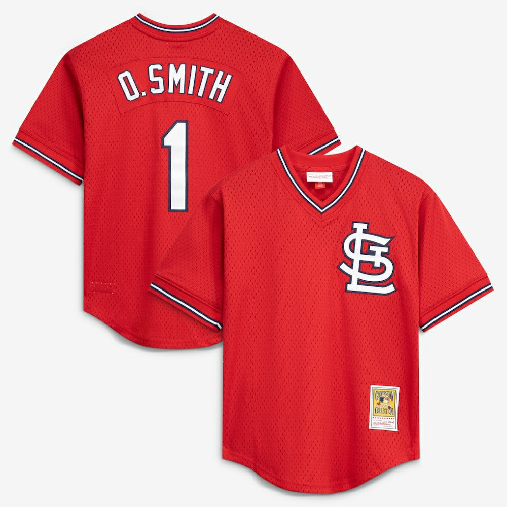 Ozzie Smith St. Louis Cardinals Youth Cooperstown Collection Mesh Batting Practice Jersey - Navy | Mitchell & Ness