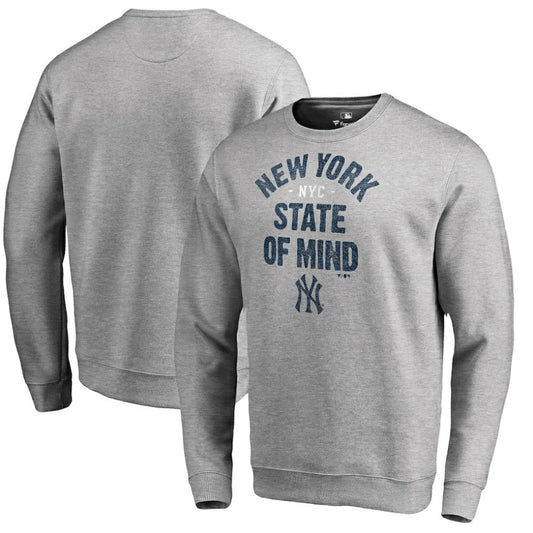 New York Yankees Hometown Collection New York State Pullover Sweatshirt - Heathered Gray