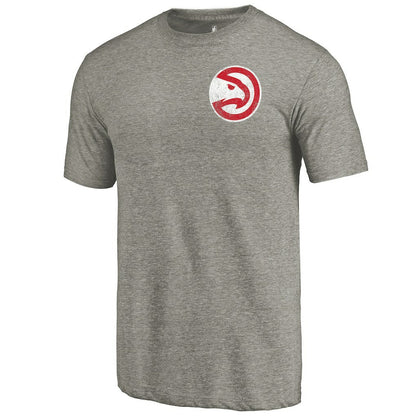 Atlanta Hawks Primary Logo Left Chest Distressed Tri-Blend T-Shirt - Gray for sale