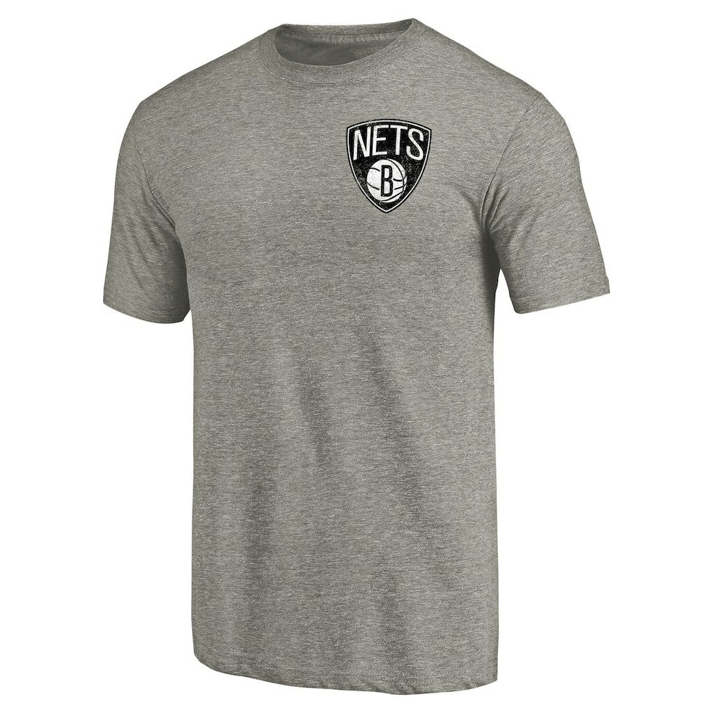Brooklyn Nets Primary Logo Left Chest Distressed Tri-Blend T-Shirt - Gray for sale