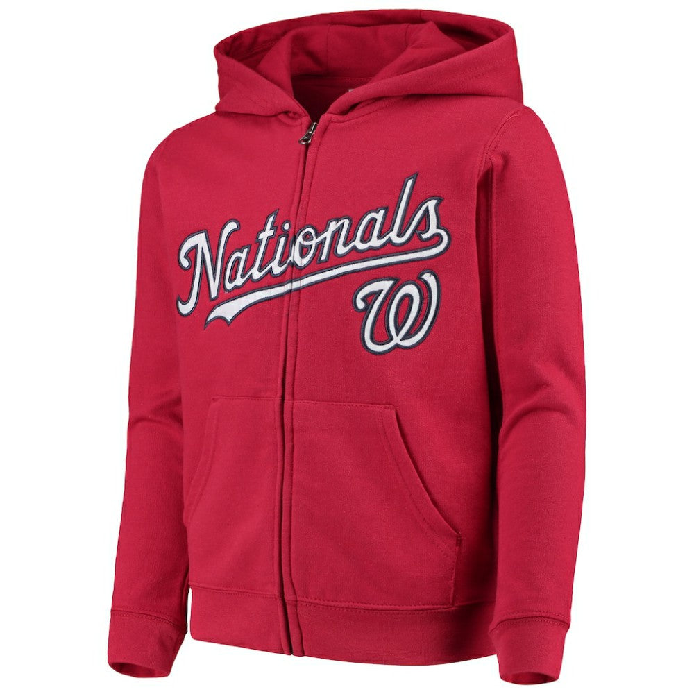 Washington Nationals Youth Team Color Wordmark Full-Zip Hoodie - Red