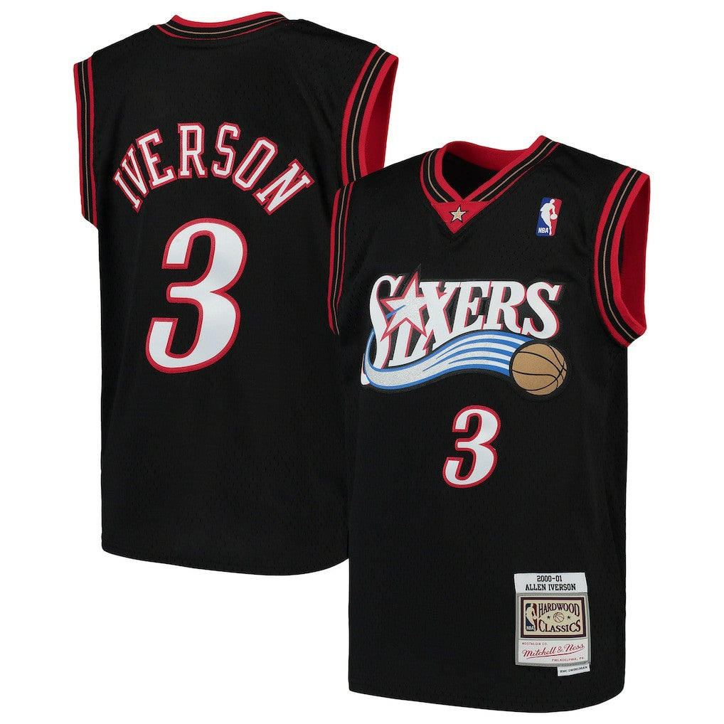 Allen Iverson Philadelphia 76ers Youth Hardwood Classics Swingman Throwback Jersey - Black | Mitchell & Ness cheap
