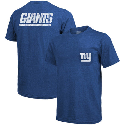 New York Giants Majestic Threads Tri-Blend Pocket T-Shirt - Heathered Royal cheap