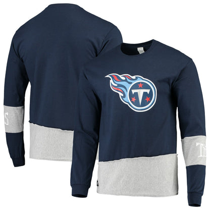 Tennessee Titans Refried Apparel Sustainable Upcycled Angle Long Sleeve T-Shirt - Navy/Gray sale